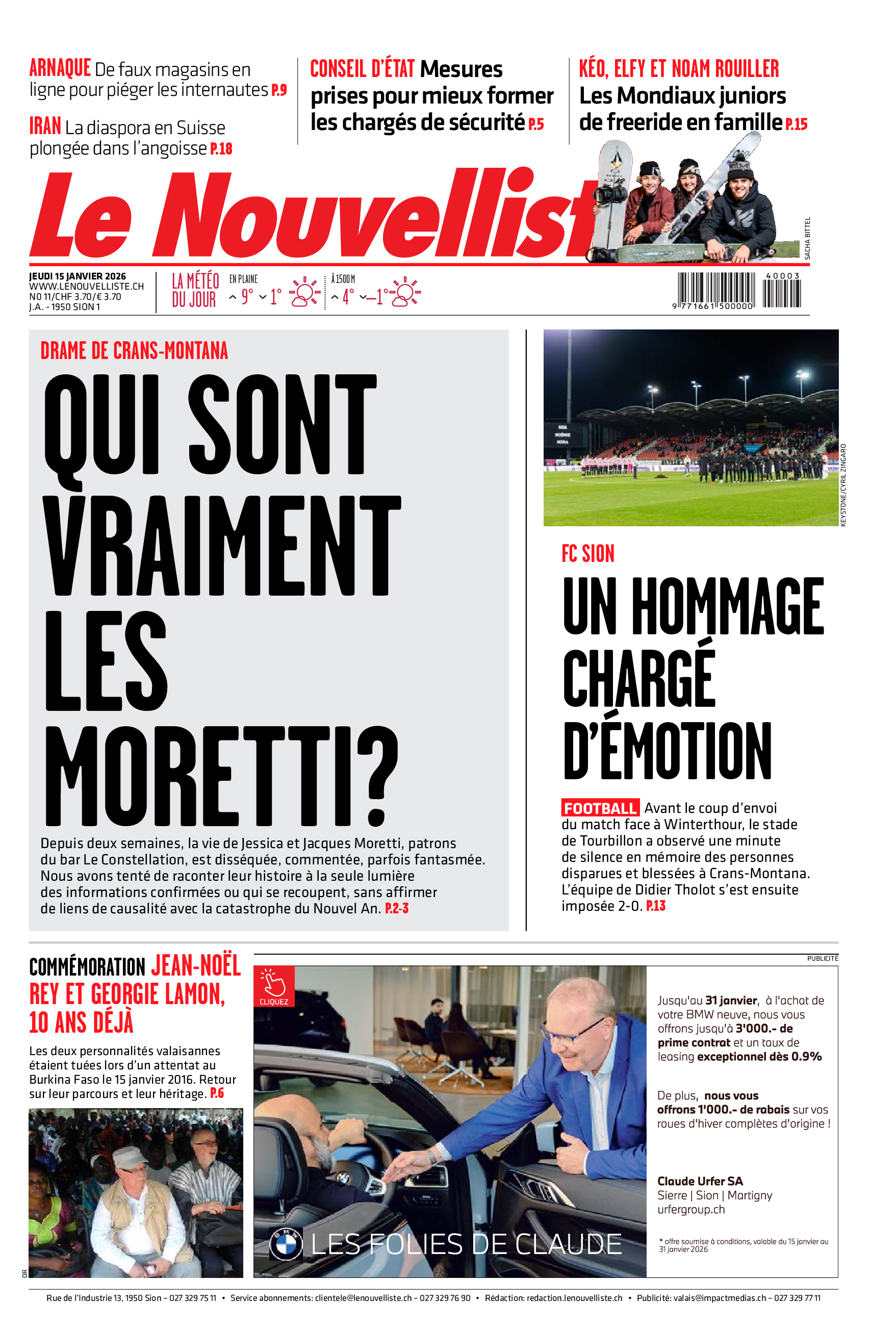  Jeudi 15 janvier 2026